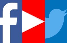Logotipos de Facebook, Twitter y YouTube.